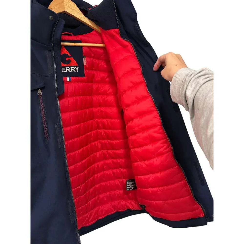 Gerry M Nimbus Tech Snowboard Jacket $199 Detachable Hood Puffer Ski Coat Blue